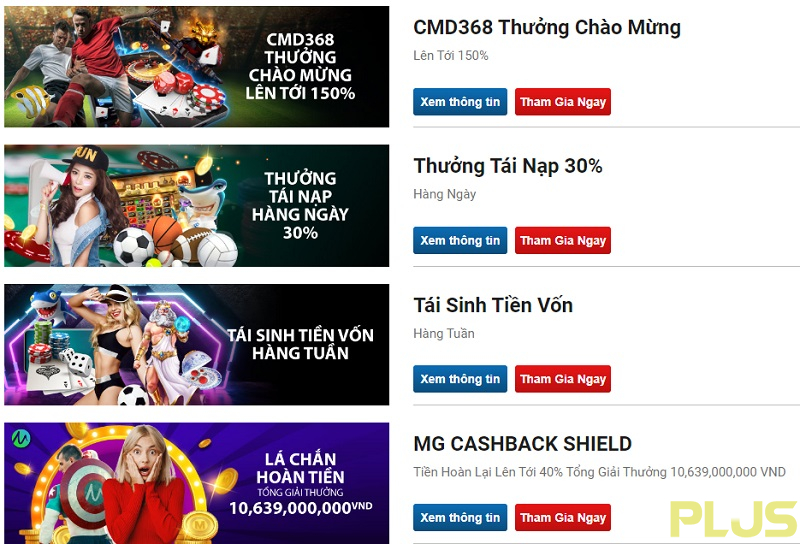 CMD368 7 Chuong Trinh Khuyen Mai Sieu Lon Nha cai uy tin Plus